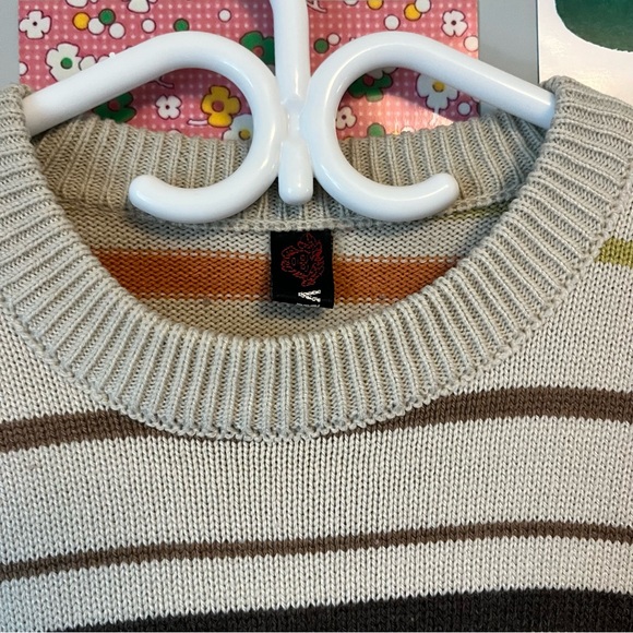 VERSACE VINTAGE Striped Designer Knit Sweater / Crew Neck - Picture 6 of 13